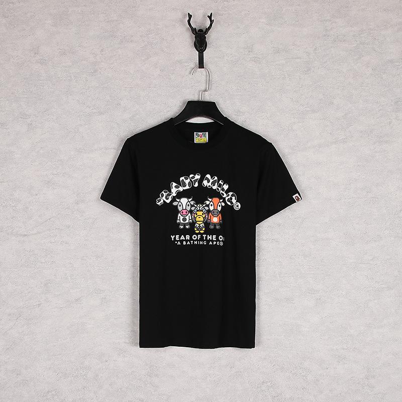 Bathing Ape T-Shirt Summer Plus Size Loose Cartoon Anime Print Short Sleeve T-shirt